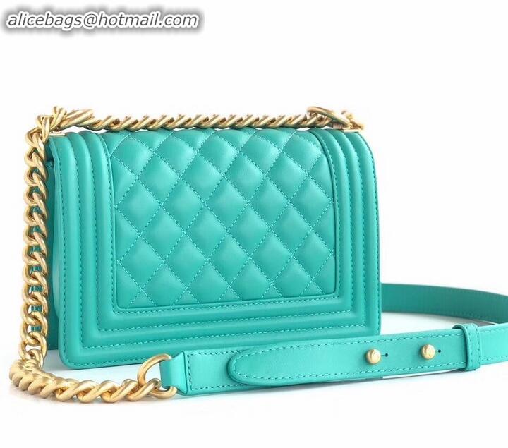 Super Quality Chanel Calfskin and Gold-Tone Metal Small Boy Flap Bag Turquoise A090506