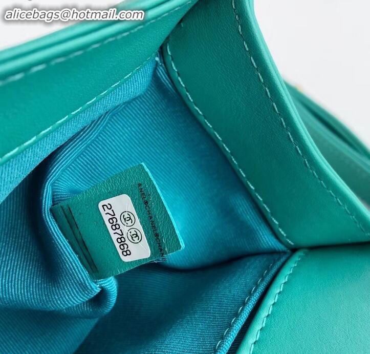 Super Quality Chanel Calfskin and Gold-Tone Metal Small Boy Flap Bag Turquoise A090506