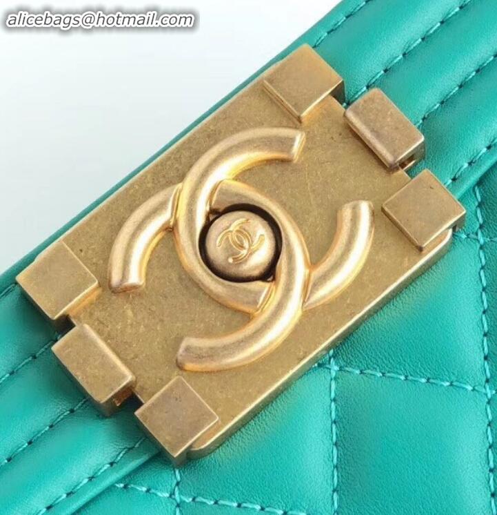 Super Quality Chanel Calfskin and Gold-Tone Metal Small Boy Flap Bag Turquoise A090506