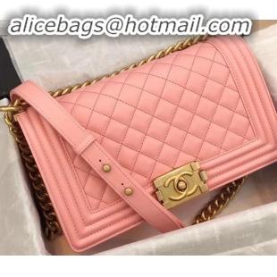 Trendy Design Chanel Calfskin and Gold-Tone Metal Medium Boy Flap Bag A090506 Pink