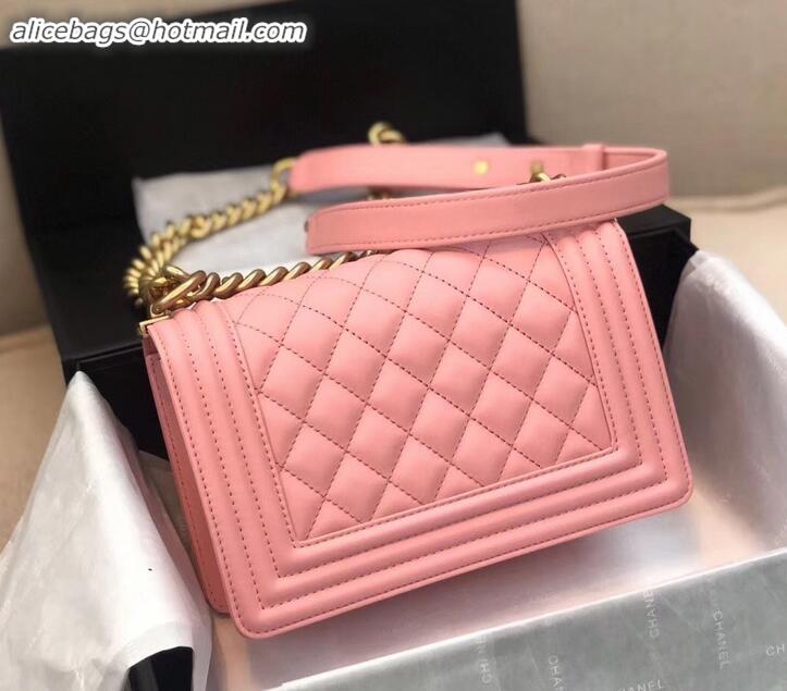 Shop Chanel Embossed Chevron Small Boy Flap Bag A090506 Pink