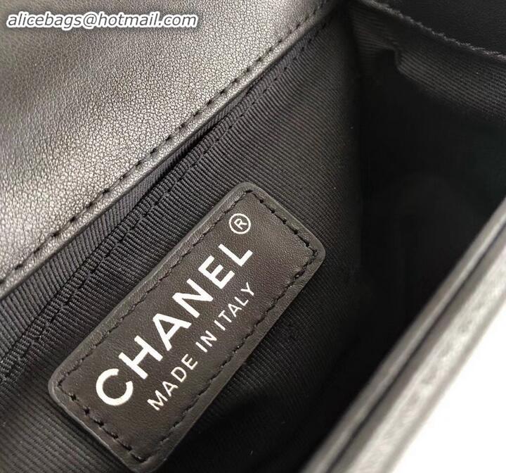 Custom Chanel Embossed Chevron Small Boy Flap Bag A090506 Black