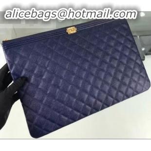 Good Quality Chanel Boy Pouch Clutch Large Bag A84407 Caviar Leather Royal Blue/Gold