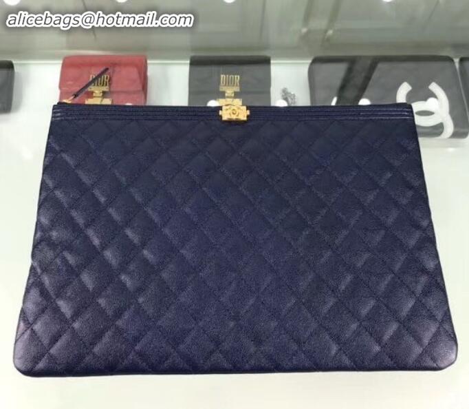 Good Quality Chanel Boy Pouch Clutch Large Bag A84407 Caviar Leather Royal Blue/Gold