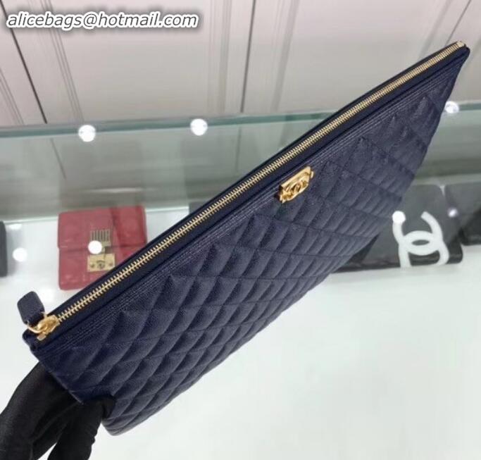 Good Quality Chanel Boy Pouch Clutch Large Bag A84407 Caviar Leather Royal Blue/Gold