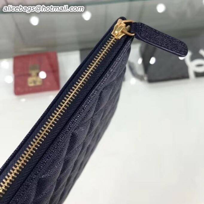 Good Quality Chanel Boy Pouch Clutch Large Bag A84407 Caviar Leather Royal Blue/Gold