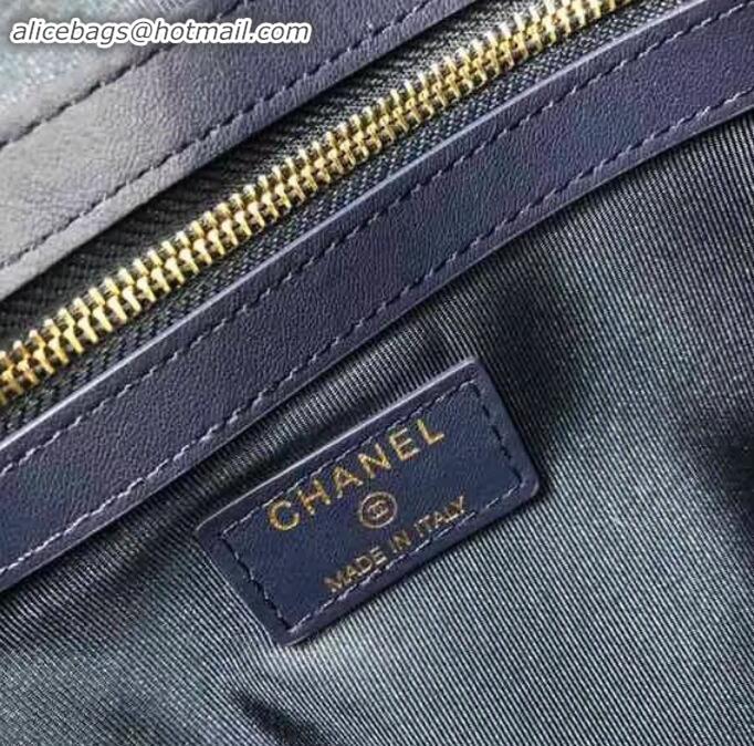 Good Quality Chanel Boy Pouch Clutch Large Bag A84407 Caviar Leather Royal Blue/Gold