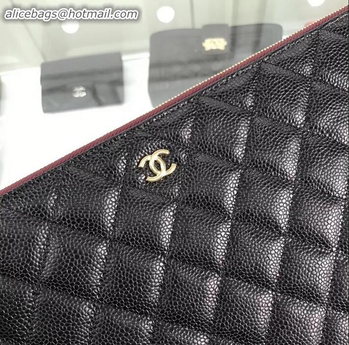 Popular Style Chanel Classic Pouch Clutch Large Bag A82552 Caviar Leather Black/Gold