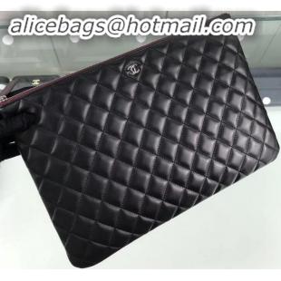 Sophisticated Chanel Classic Pouch Clutch Large Bag A82552 Lambskin Black/Silver