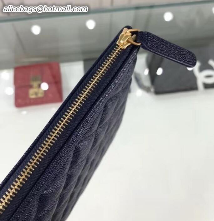 Good Quality Chanel Boy Pouch Clutch Small Bag A84406 Caviar Leather Blue/Gold