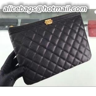 Best Grade Chanel Boy Pouch Clutch Small Bag A84406 Caviar Leather Black/Gold