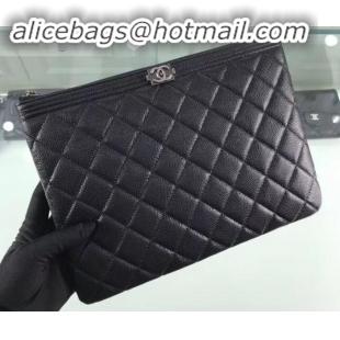 Best Grade Chanel Boy Pouch Clutch Small Bag A84406 Caviar Leather Black/Silver