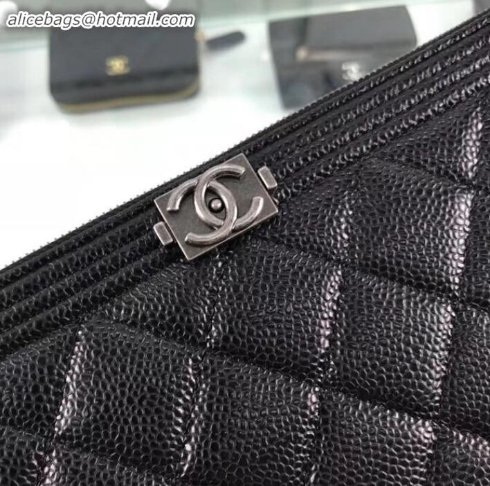 Best Grade Chanel Boy Pouch Clutch Small Bag A84406 Caviar Leather Black/Silver