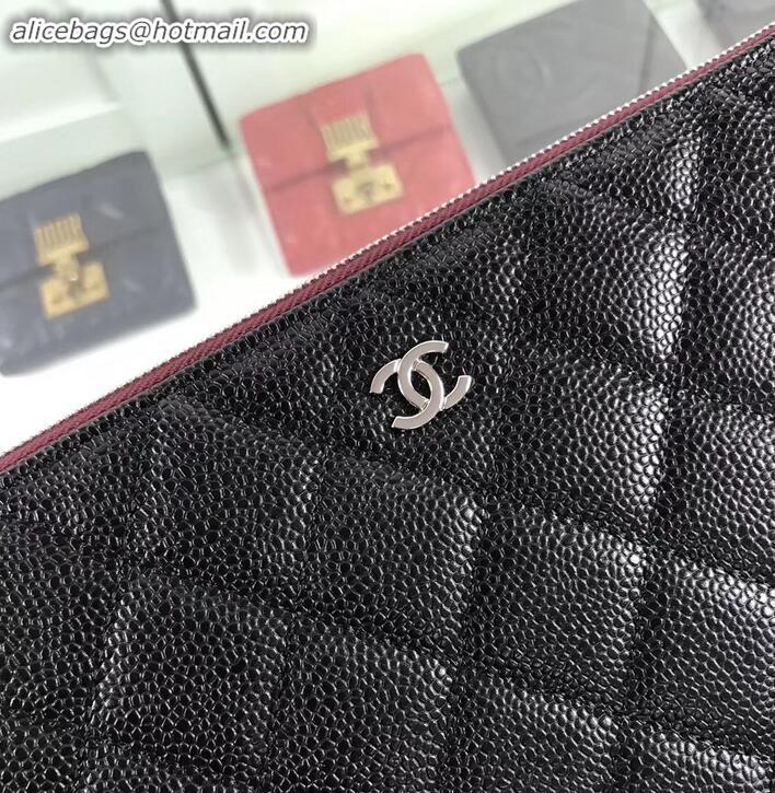 Good Quality Chanel Classic Pouch Clutch Small Bag A82545 Caviar Leather Black/Silver