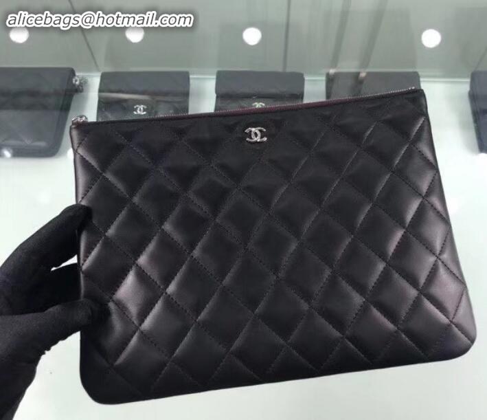 Best Product Chanel Classic Pouch Clutch Small Bag A82545 Lambskin Black/Silver