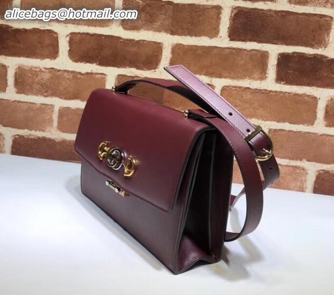 Fashion Gucci Zumi Smooth Leather Small Shoulder Bag 576338 Burgundy 2019