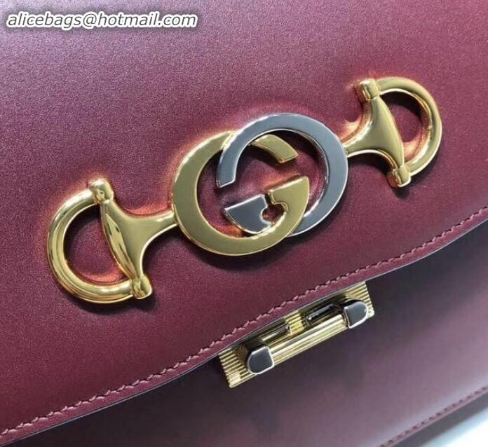 Fashion Gucci Zumi Smooth Leather Small Shoulder Bag 576338 Burgundy 2019