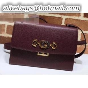 Crafted Gucci Zumi Grainy Leather Small Shoulder Bag 576338 Burgundy 2019