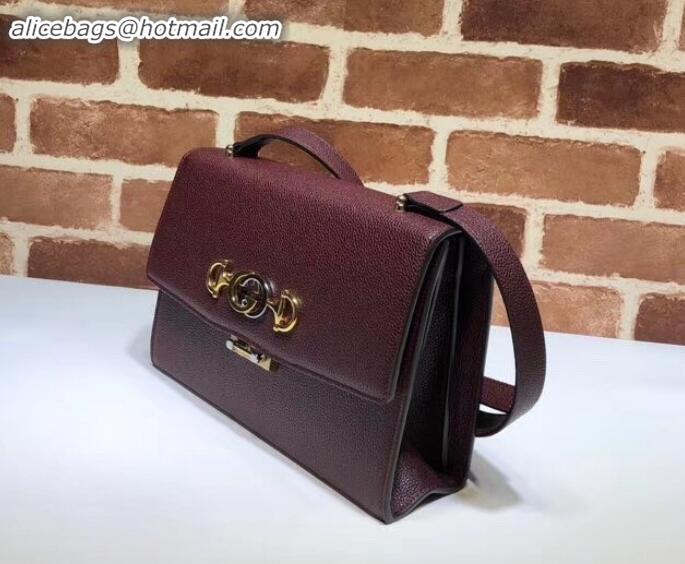 Crafted Gucci Zumi Grainy Leather Small Shoulder Bag 576338 Burgundy 2019