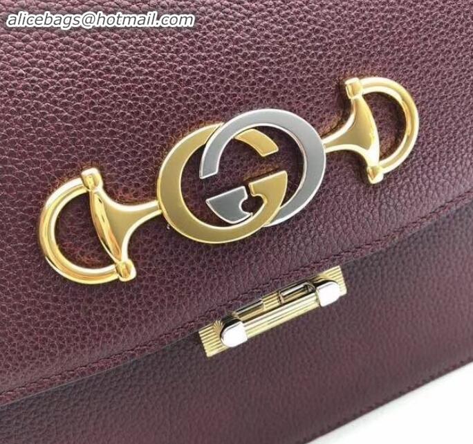 Crafted Gucci Zumi Grainy Leather Small Shoulder Bag 576338 Burgundy 2019