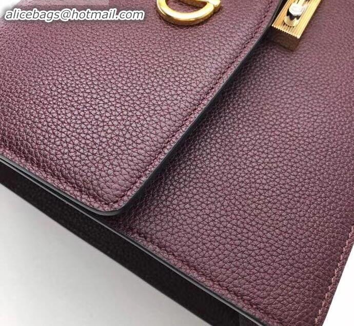 Crafted Gucci Zumi Grainy Leather Small Shoulder Bag 576338 Burgundy 2019