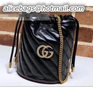 Best Product Gucci Diagonal GG Marmont Double G Mini Bucket Bag 575163 Black 2019