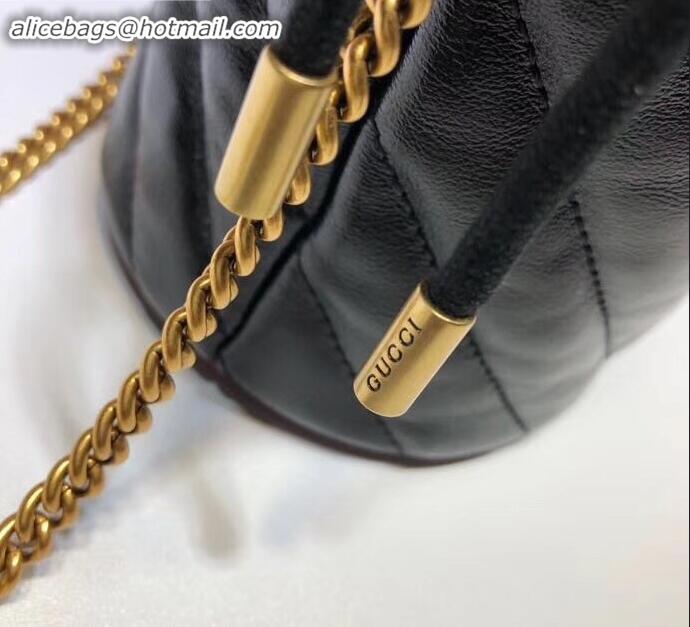 Best Product Gucci Diagonal GG Marmont Double G Mini Bucket Bag 575163 Black 2019