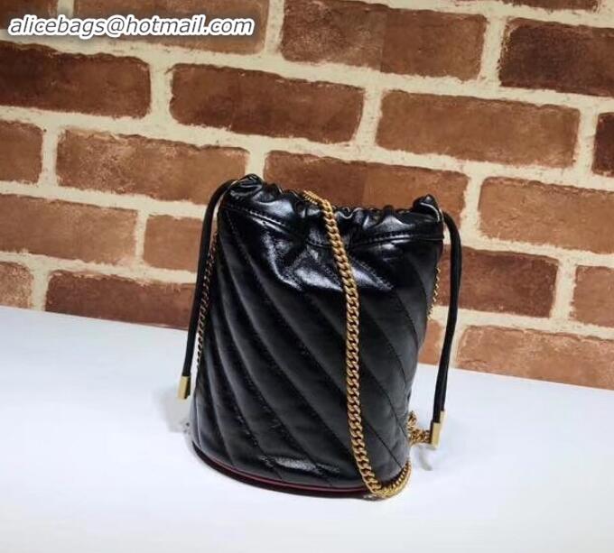 Best Product Gucci Diagonal GG Marmont Double G Mini Bucket Bag 575163 Black 2019