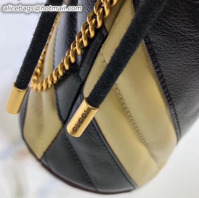 Top Grade Gucci Diagonal GG Marmont Double G Mini Bucket Bag 575163 Beige/Black 2019