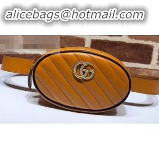 Good Looking Gucci Diagonal GG Marmont Double G Leather Belt Bag 476434 Brown 2019