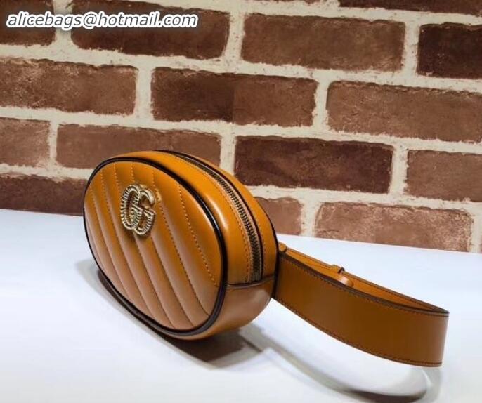 Good Looking Gucci Diagonal GG Marmont Double G Leather Belt Bag 476434 Brown 2019