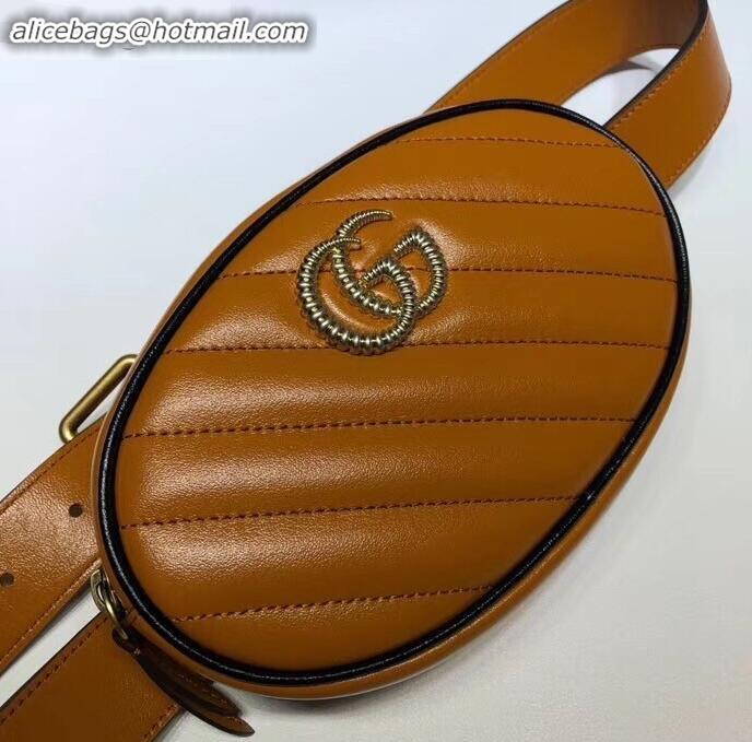 Good Looking Gucci Diagonal GG Marmont Double G Leather Belt Bag 476434 Brown 2019