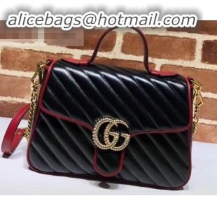 Discount Gucci Diagonal GG Marmont Small Top Handle Bag 498110 Black 2019