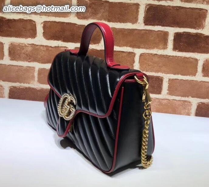 Discount Gucci Diagonal GG Marmont Small Top Handle Bag 498110 Black 2019