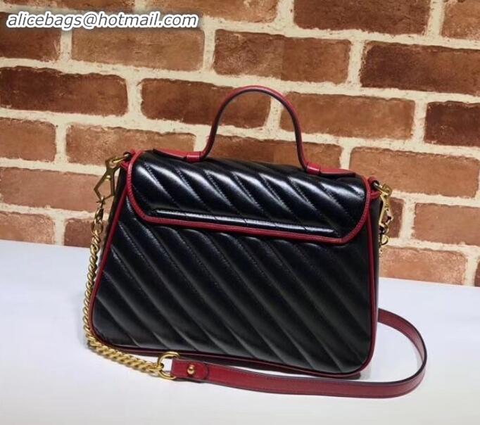 Discount Gucci Diagonal GG Marmont Small Top Handle Bag 498110 Black 2019