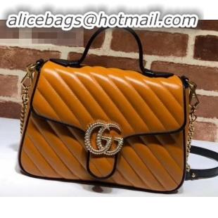 Unique Style Gucci Diagonal GG Marmont Small Top Handle Bag 498110 Brown 2019