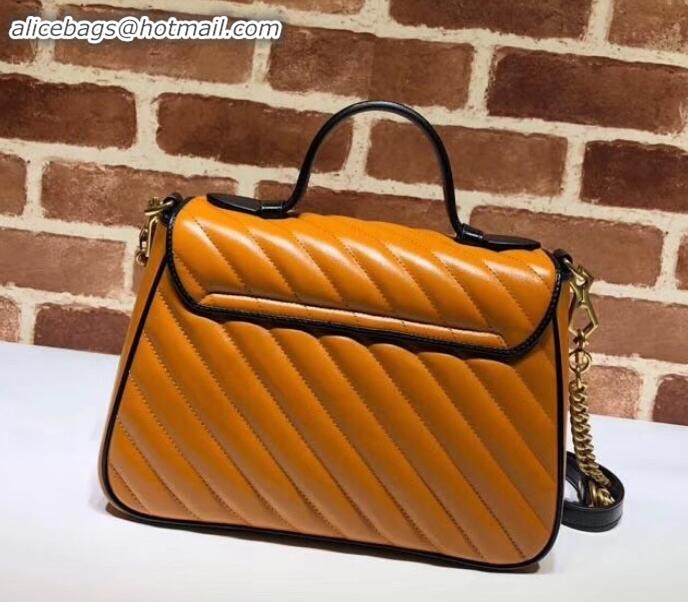 Unique Style Gucci Diagonal GG Marmont Small Top Handle Bag 498110 Brown 2019