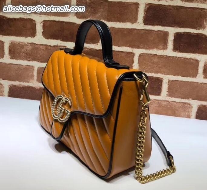 Unique Style Gucci Diagonal GG Marmont Small Top Handle Bag 498110 Brown 2019