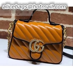 Popular Style Gucci Diagonal GG Marmont Mini Top Handle Bag 583571 Brown 2019