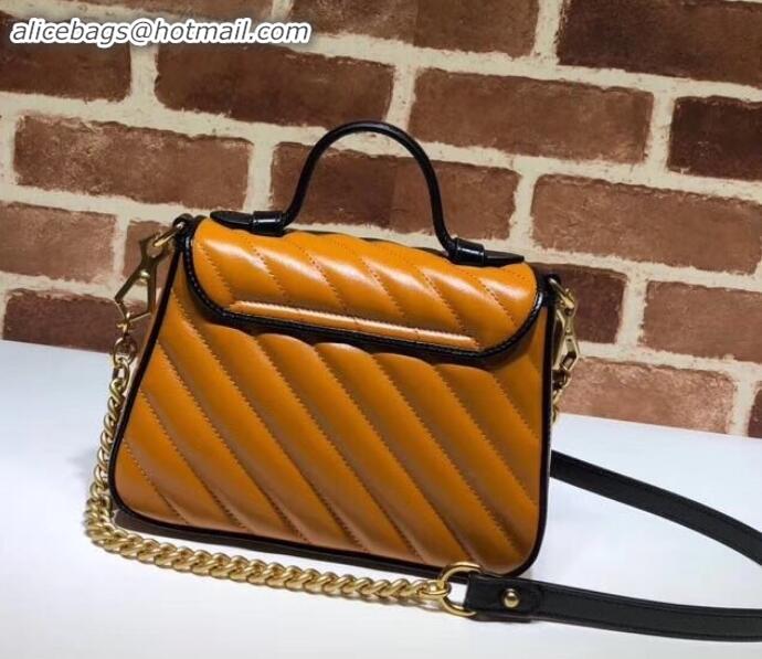 Popular Style Gucci Diagonal GG Marmont Mini Top Handle Bag 583571 Brown 2019