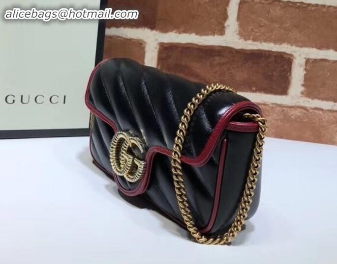 Fashion Gucci Diagonal GG Marmont Super Mini Shoulder Bag 574969 Black 2019