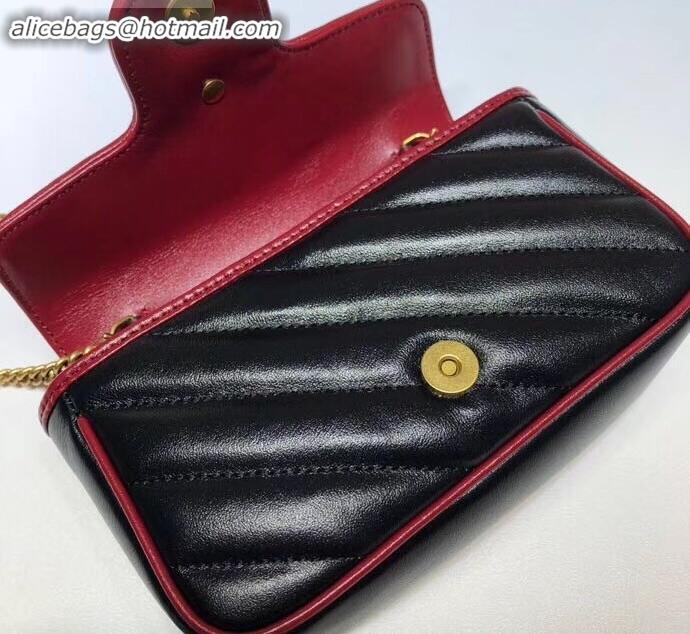 Fashion Gucci Diagonal GG Marmont Super Mini Shoulder Bag 574969 Black 2019