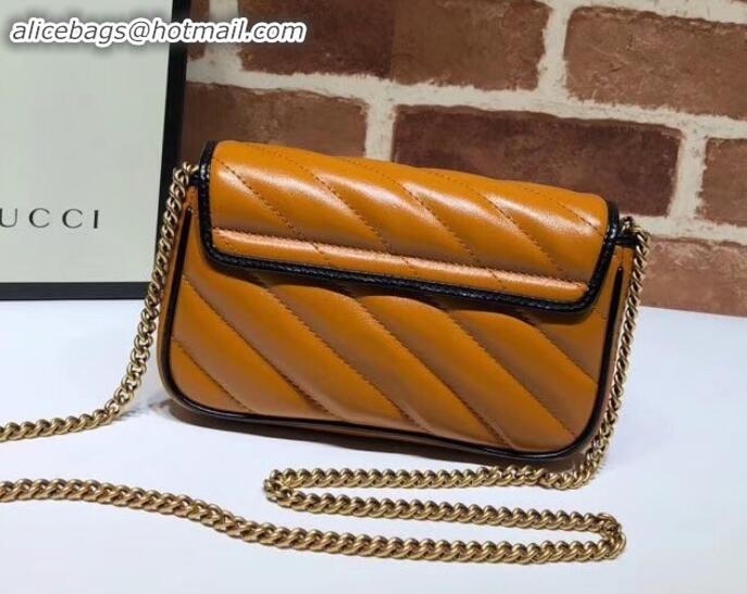 Lower Price Gucci Diagonal GG Marmont Super Mini Shoulder Bag 574969 Brown 2019