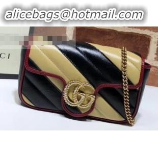 Best Price Gucci Diagonal GG Marmont Super Mini Shoulder Bag 574969 Beige/Black 2019