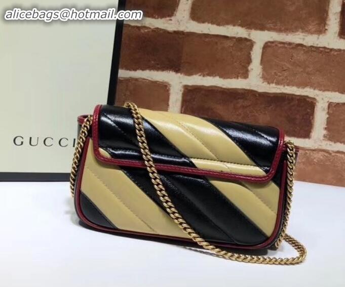 Best Price Gucci Diagonal GG Marmont Super Mini Shoulder Bag 574969 Beige/Black 2019