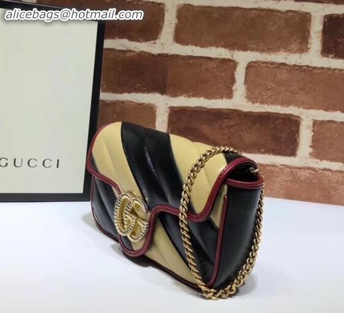 Best Price Gucci Diagonal GG Marmont Super Mini Shoulder Bag 574969 Beige/Black 2019