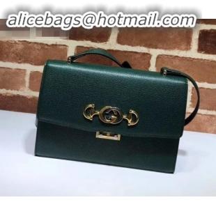 Luxury Gucci Zumi grainy leather small shoulder bag 576388 green