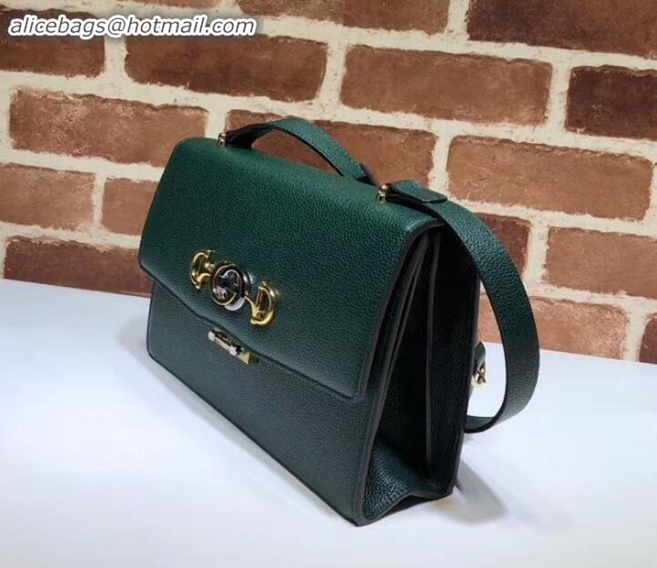 Luxury Gucci Zumi grainy leather small shoulder bag 576388 green