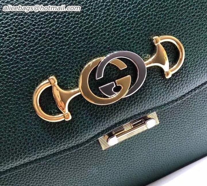 Luxury Gucci Zumi grainy leather small shoulder bag 576388 green