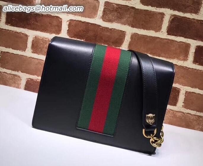 Top Quality Gucci Web GG Marmont Leather Shoulder Bag 476468 Black